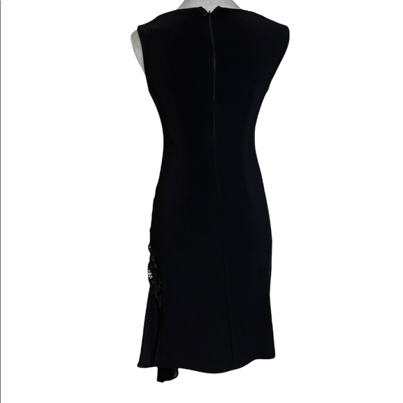 Joseph Ribkoff Black with Flowers / Pearls / Rhinestones Asymmetrical Dress New - Picture 12 of 12
